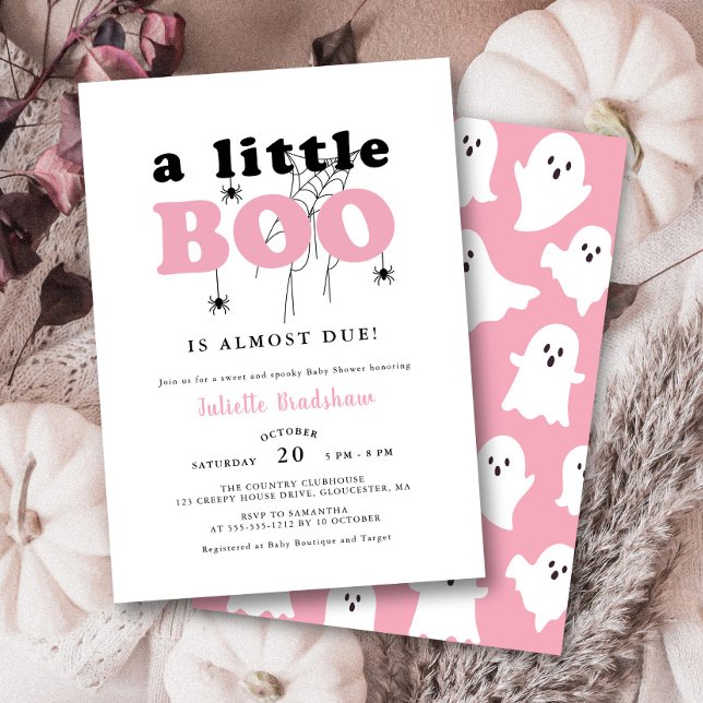 Cute A Little Boo Rosa Halloween Girl Baby Shower Inbjudningar (Skapare uppladdad)