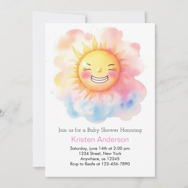 Cute A Little Ray of Sunshine Girl Baby Shower Inbjudningar (Framsida)