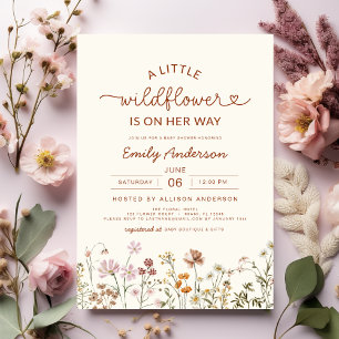 Cute A Little Wildblomma Terracotta Baby Shower Inbjudningar