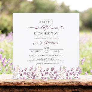 Cute A Little Wildblomme Lila Baby Shower Inbjudningar