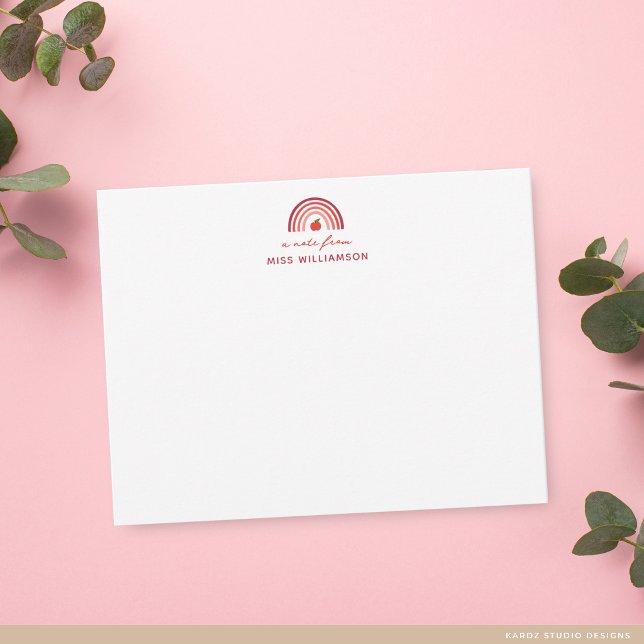 Cute A Note From Teacher Name Note Anteckningskort (Card shown is 4.25 x 5.5 inches. Choose size, paper, and corner style.)