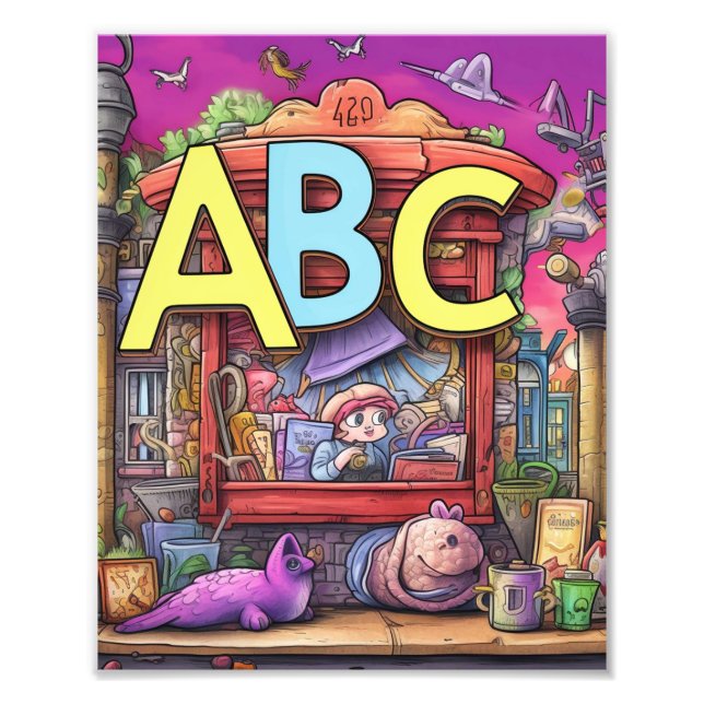 Cute ABC Animal Alphabet Fototryck (Framsidan)