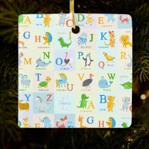 Cute ABC-djuret Alphabet Mönster Namn jul Julgransprydnad Keramik
