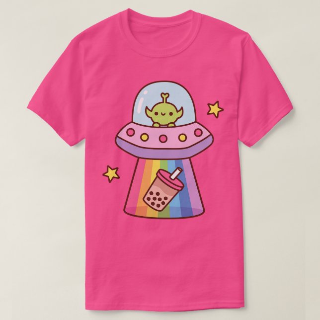 Cute Abducts Bubble Tea Funny T Shirt (Design framsida)