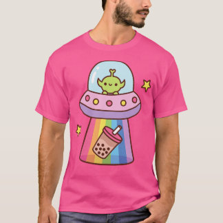 Cute Abducts Bubble Tea Funny T Shirt