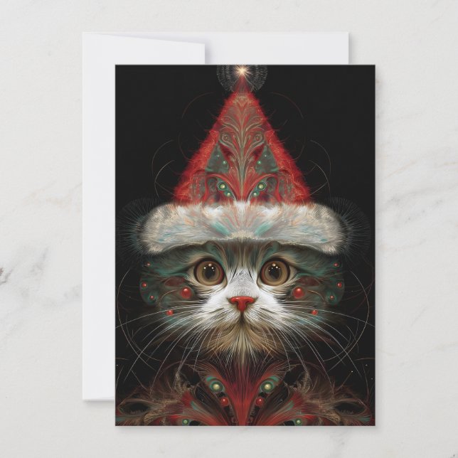 Cute Abstract Cat Christmas Cards Julkort (Framsida)