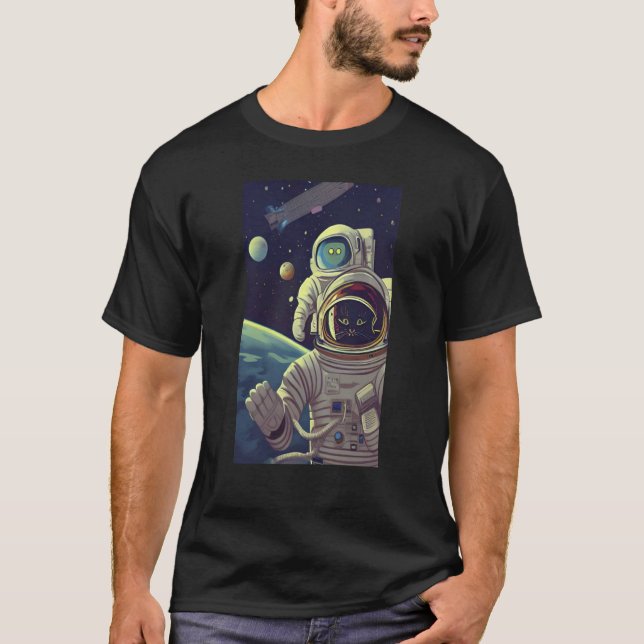 Cute Abstract Cats in Space T Shirt (Framsida)