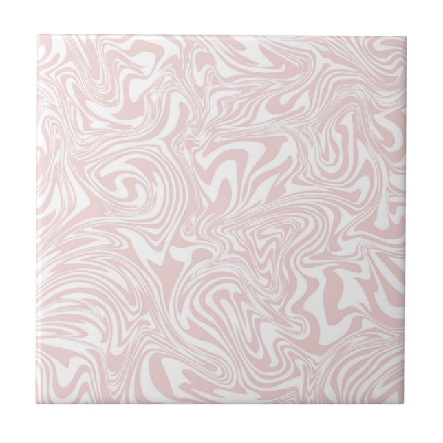 Cute Abstract Pink & White Ceramic Tile Kakelplatta (Framsidan)