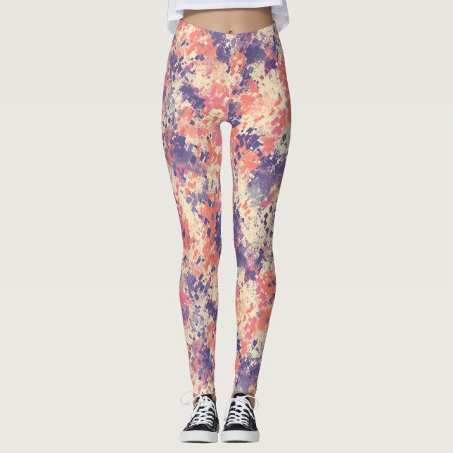 Cute Abstract Purple And Pink Camouflage Pattern. Leggings (Framsida)
