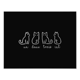 Cute Abstract Un Deux Trois Cat French Kitty Fototryck