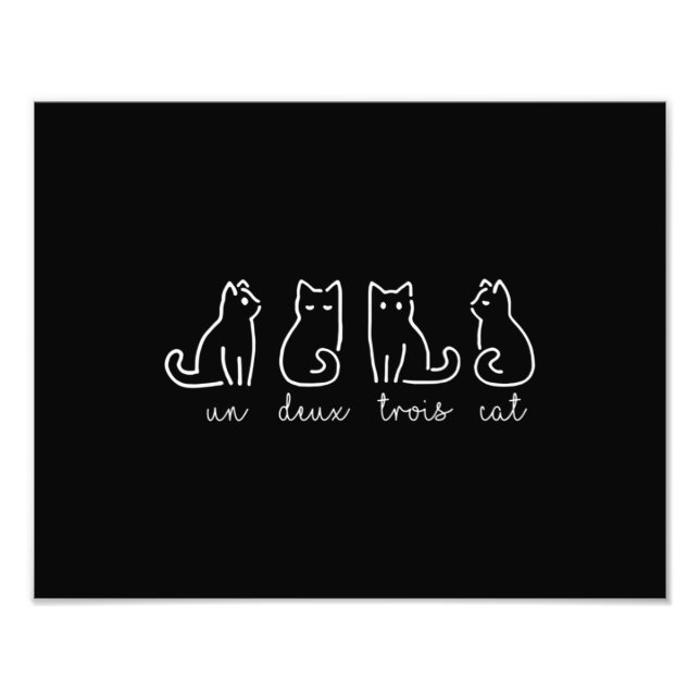 Cute Abstract Un Deux Trois Cat French Kitty Fototryck (Framsidan)