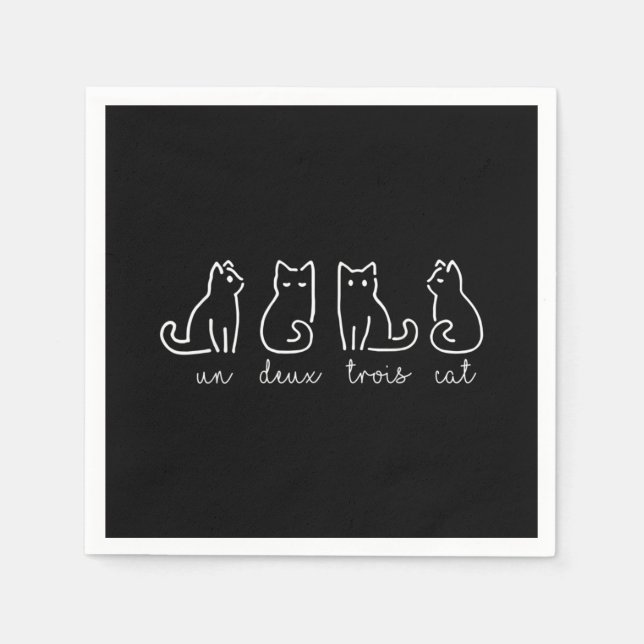 Cute Abstract Un Deux Trois Cat French Kitty Pappersservett (Framsidan)