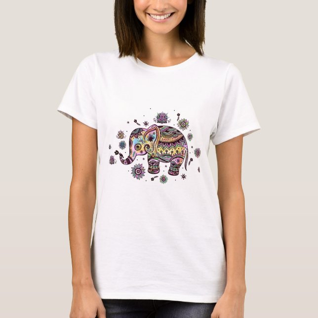 Cute Abstrakt Baby Elephant Illustration T Shirt (Framsida)