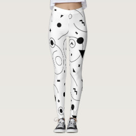 Cute Abstrakt Black and White Mönster Leggings