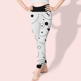Cute Abstrakt Black and White Mönster Leggings