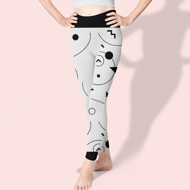 Cute Abstrakt Black and White Mönster Leggings (Cute Abstract Black and White Pattern Leggings)