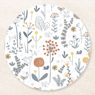 Cute Abstrakt Blommigt Sömlös Mönster Underlägg Papper Rund