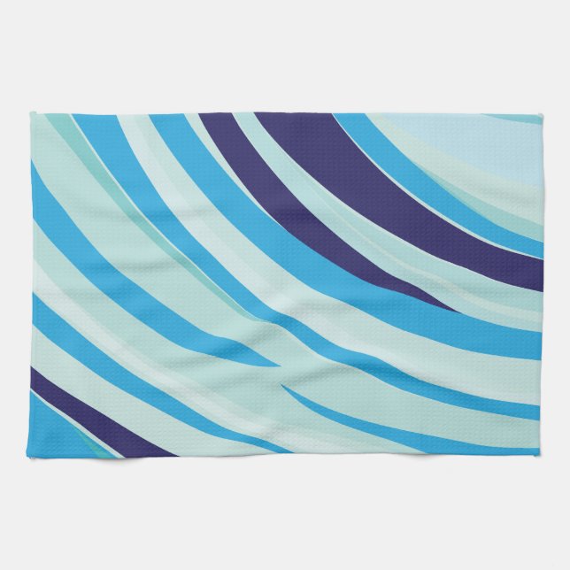 Cute Abstrakt Blue Diagonal Rand Kökshandduk (Horisontell)