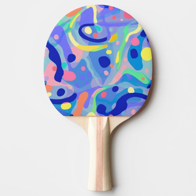 Cute Abstrakt Blue Pastel Neon Upprepande Mönster Pingisracket (Framsidan)