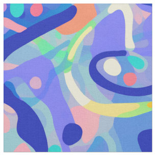 Cute Abstrakt Blue Pastel Neon Upprepande Mönster Tyg