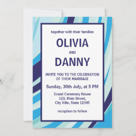 Cute Abstrakt Blue Rand Beach Wedding Inbjudningar