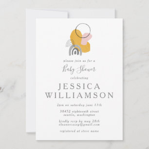 Cute Abstrakt Boho Art i Gult Baby Shower Inbjudningar