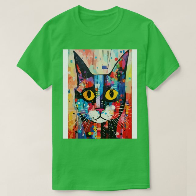 Cute Abstrakt Cat Ansikte T Shirt (Design framsida)