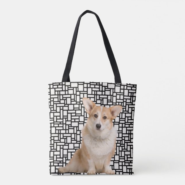 Cute Abstrakt Corgi Tygkasse (Baksida)