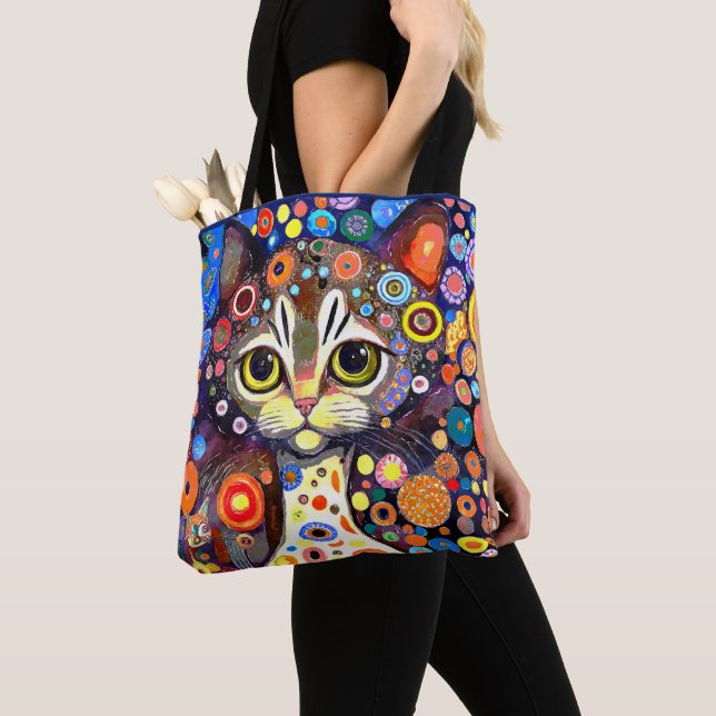 CUTE ABSTRAKT FLOWER BAKROUND CAT DESIGN TYGKASSE (Närbild)