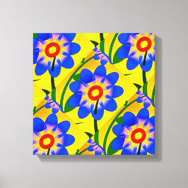 Cute Abstrakt Flowers Mönster Canvastryck