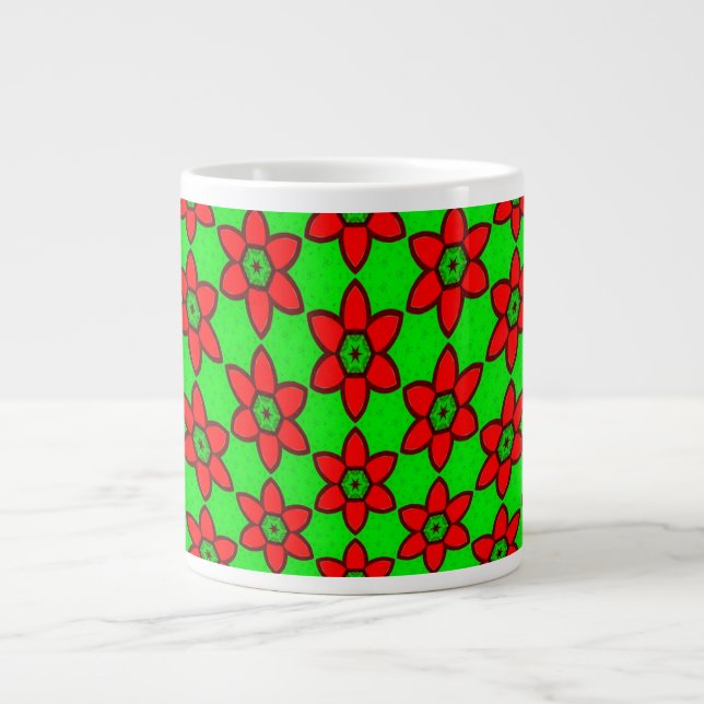 Cute Abstrakt Flowers Mönster Jumbo Mugg (Framsidan)