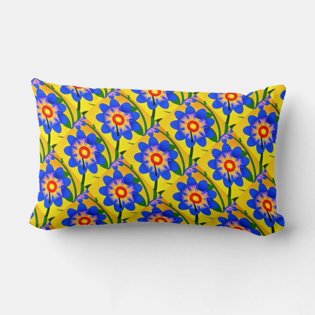 Cute Abstrakt Flowers Mönster Lumbarkudde (Baksida)