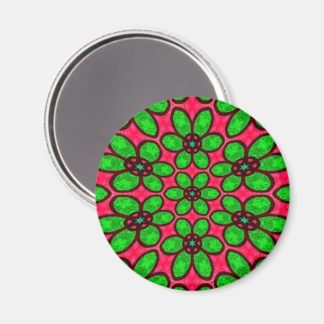 Cute Abstrakt Flowers Mönster Magnet (Front/Back)