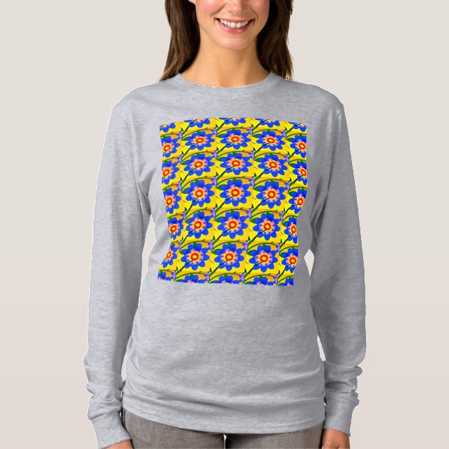 Cute Abstrakt Flowers Mönster T Shirt (Framsida)