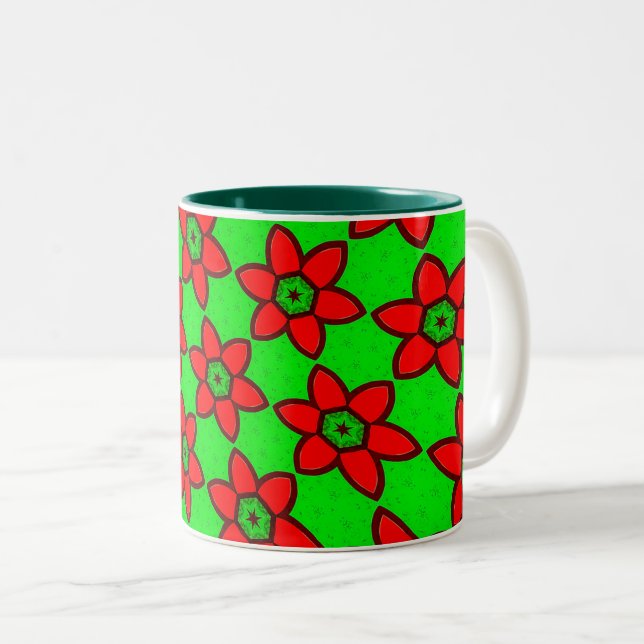Cute Abstrakt Flowers Mönster Två-Tonad Mugg (Framsida höger)