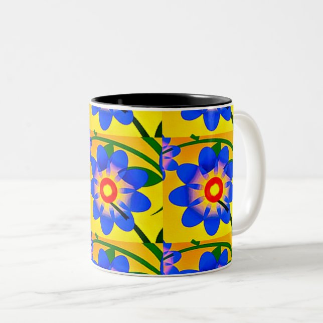 Cute Abstrakt Flowers Mönster Två-Tonad Mugg (Framsida höger)