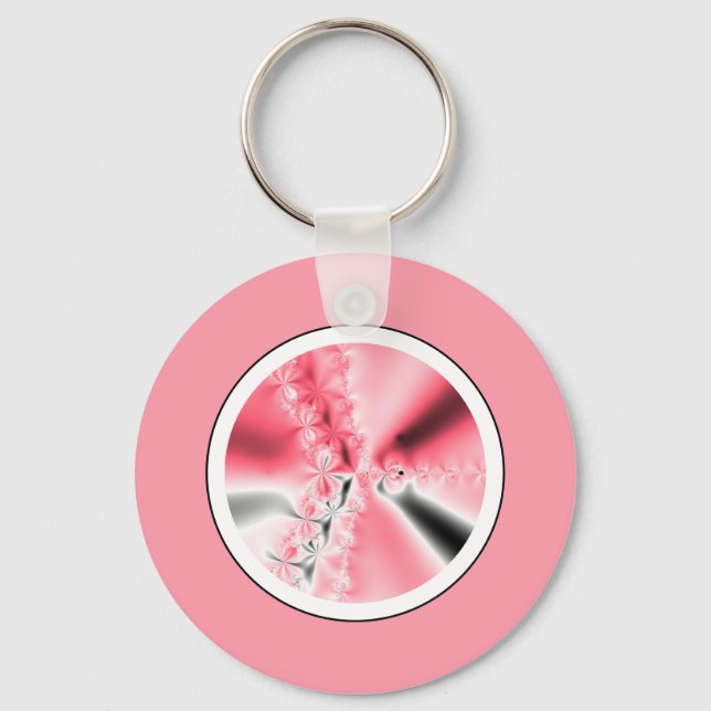 Cute Abstrakt Girly Rosa Fractal Keychain Nyckelring (Framsida)