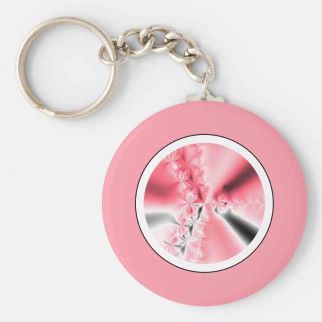 Cute Abstrakt Girly Rosa Fractal Keychain Nyckelring (Framsidan)