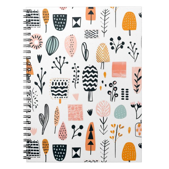 Cute Abstrakt Linjer Kreativ Funny Hand Draw Anteckningsbok (Framsidan)