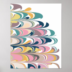 Cute Abstrakt Marble Paint Swirl på Rosa Poster