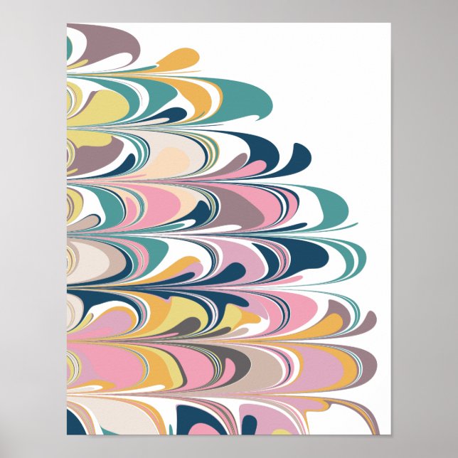 Cute Abstrakt Marble Paint Swirl på Rosa Poster (Framsidan)