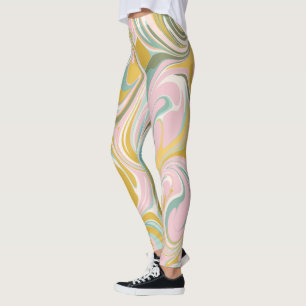 Cute Abstrakt Marble Swirl på Earthy Rosa och Guld Leggings