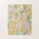 Cute Abstrakt Marble Swirl på Earthy Rosa och Guld Pussel<br><div class="desc">Kvismisk marmor mönster med färgstarka virvlar av pastellernas rosa,   och guld.</div>