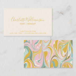 Cute Abstrakt Marble Swirl på Earthy Rosa och Guld Visitkort