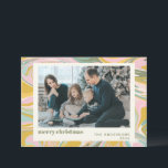 Cute Abstrakt Marble Swirl Rosa Guld Photo Julkort<br><div class="desc">Kvismisk marmor mönster med färgfulla virvlar av pastellernas rosa,   och guld,  personlig med fotot,  hälsning och namn.</div>