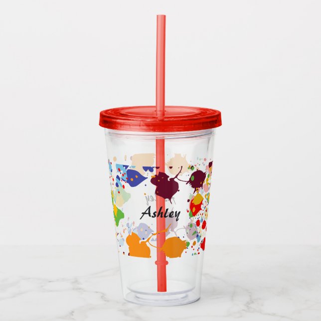 Cute Abstrakt Paint Splatter Namn Take Away Mugg (Framsida)