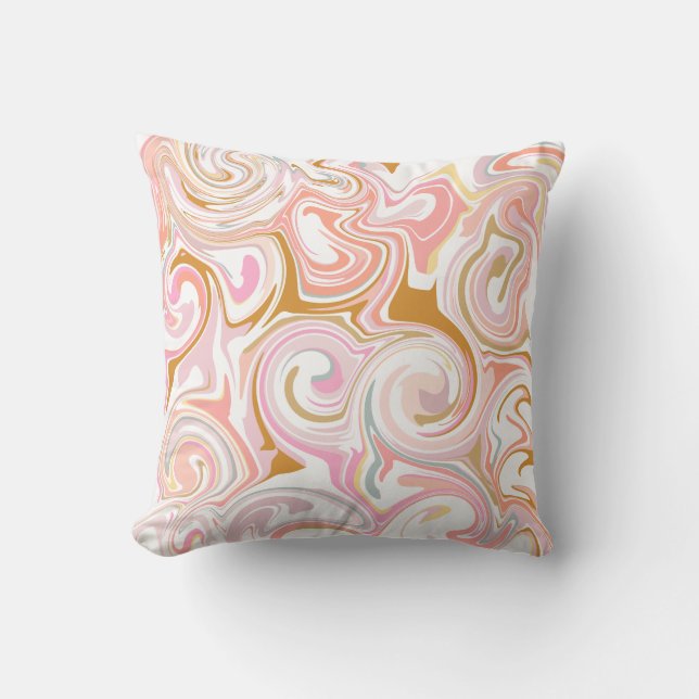 Cute Abstrakt Pastel Rosa Marble Art Kudde (Framsida)