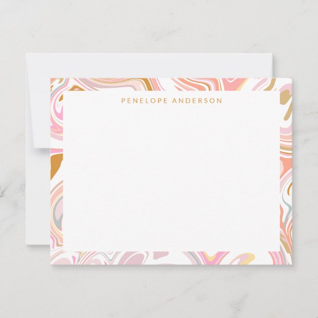 Cute Abstrakt Pastel Rosa Marble Art Personlig Anteckningskort (Framsida)