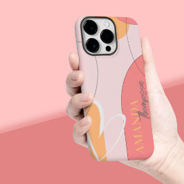 Cute Abstrakt Rosa Gult Line Heart Art Namn