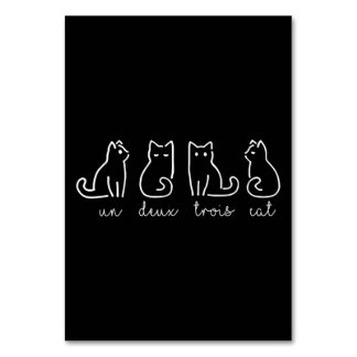 Cute Abstrakt Un Deux Trois Cat Fransk Kattunge Bordsnummer